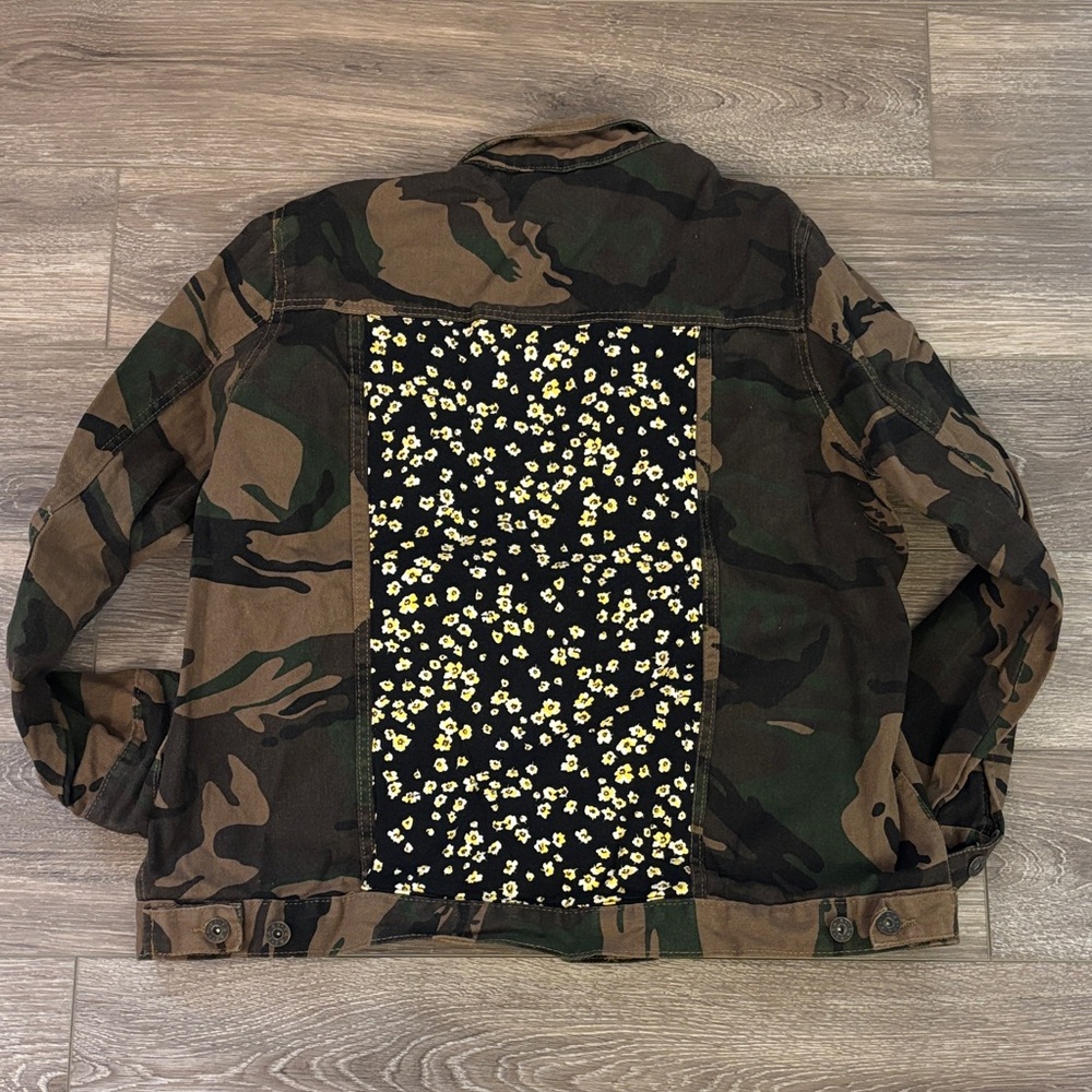 Camouflage Jacket with Floral Back Panel